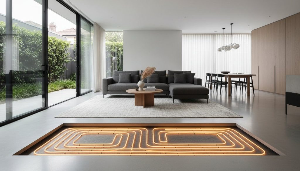 Underfloor heating installation in a Melbourne home