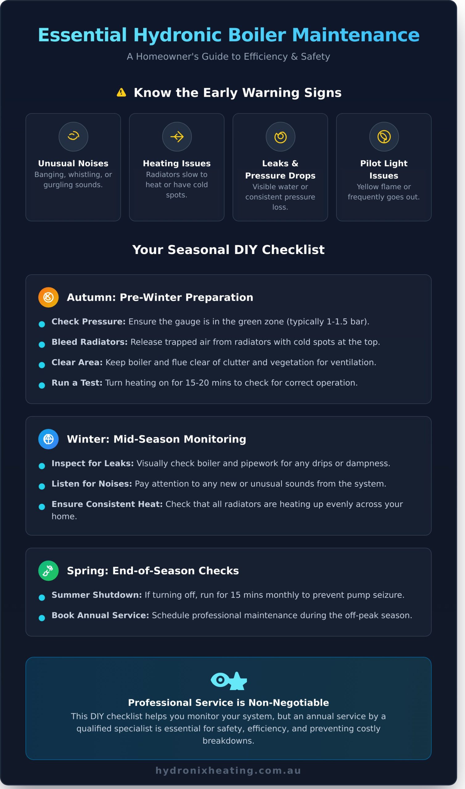 Your Essential Hydronic Boiler Maintenance Checklist - Infographic