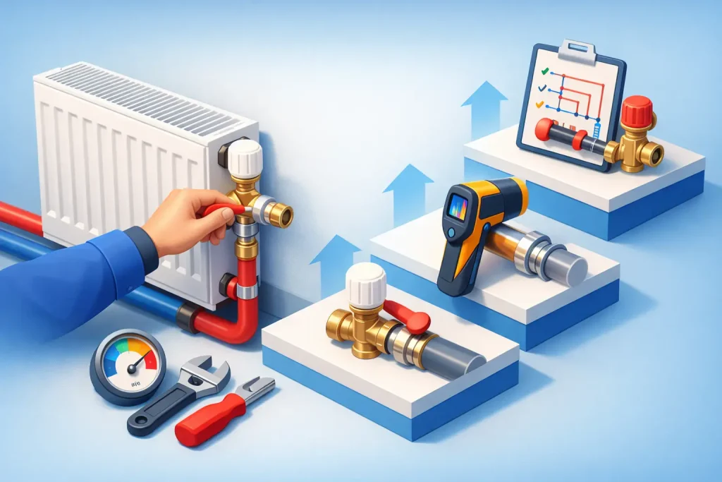 Hydronic radiator balancing step by step