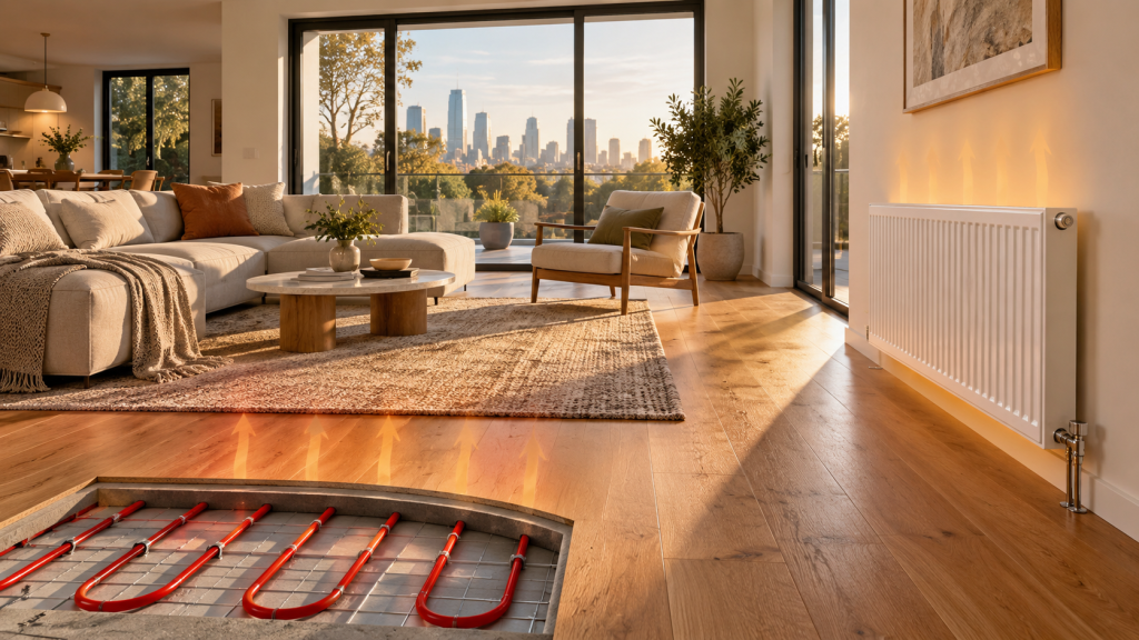 Underfloor heating and hydronic radiators compared